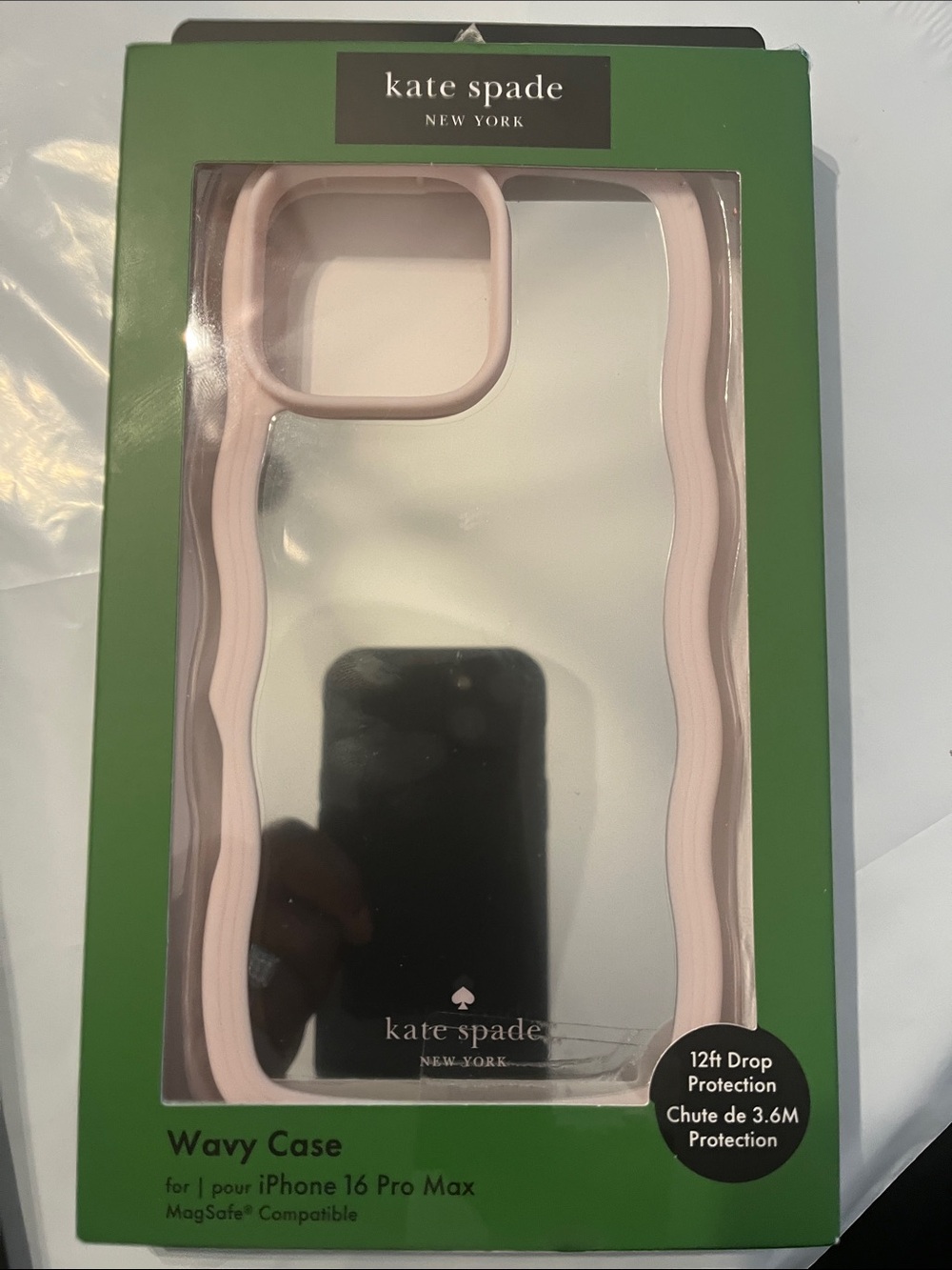 kate spade Pink Wavy Clear Case for iPhone 16 Pro Max